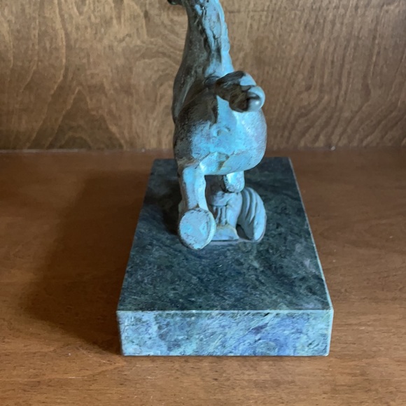 Bronze Running Horse Statue on Green Marble Base - Picture 3 of 10